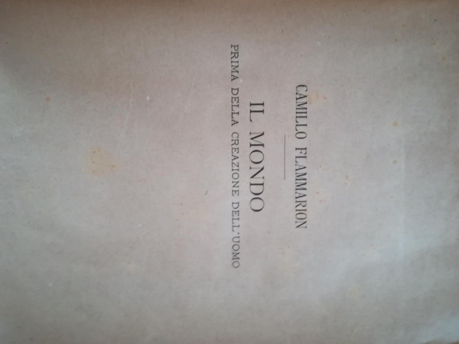 Il mondo prima della creazione dell'uomo - copertina