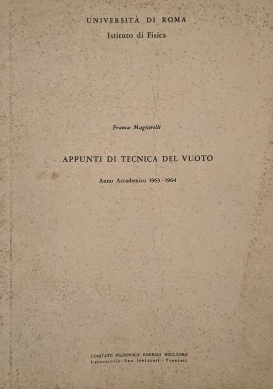 Appunti di tecnica del vuoto (AA 1963 - 1964) - copertina