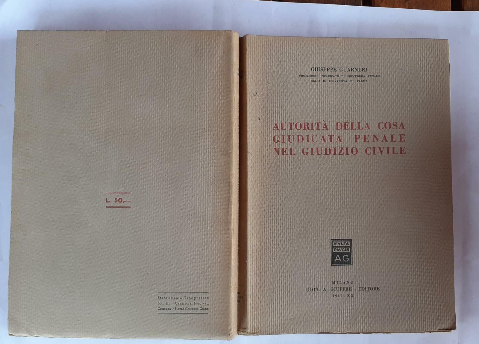 Autorità della cosa giudicata penale nel giudizio civile - copertina