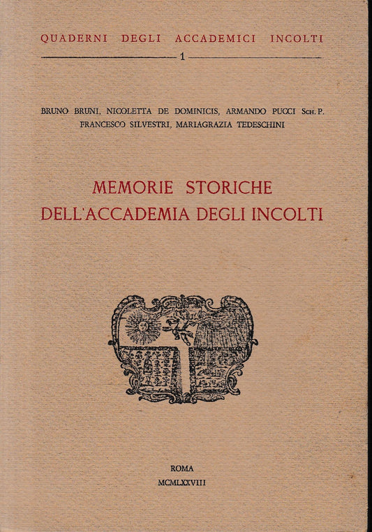 Memorie storiche dell'Accademia degli Incolti - copertina