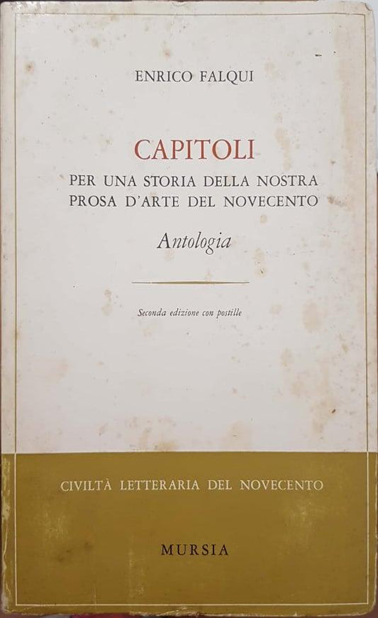 Capitoli per una storia della nostra prosa d'arte del novecento - copertina