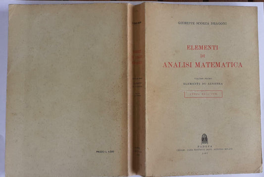 Elementi di analisi matematica  Vol I - copertina