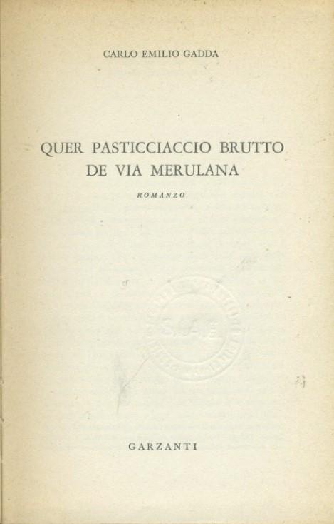 Quer pasticciaccio brutto de via Merulana - copertina