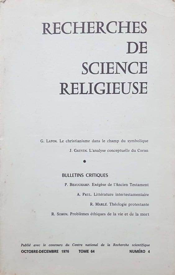 Recherches de science religieuse - copertina
