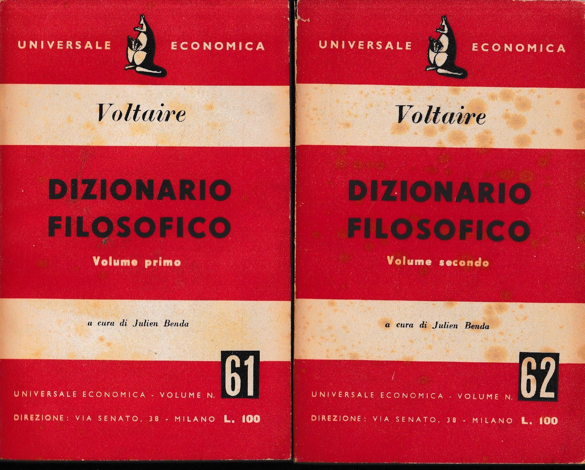Dizionario Filosofico, due volumi - copertina