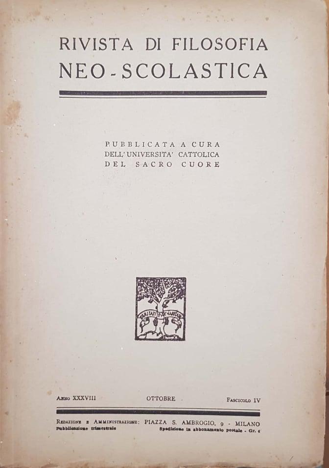 Rivista di filosofia neo-scolastica. Ottobre, fascicolo IV - copertina