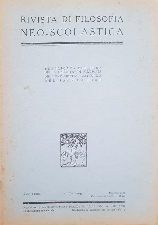 Rivista di filosofia neo-scolastica. Giugno 1947, fascicolo II - copertina
