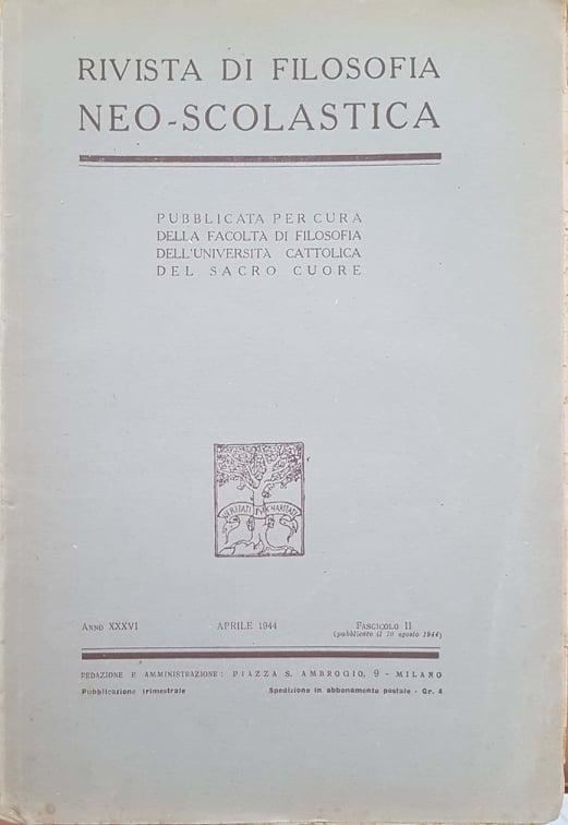 Rivista di filosofia neo-scolastica. Aprile 1944, fascicolo II - copertina
