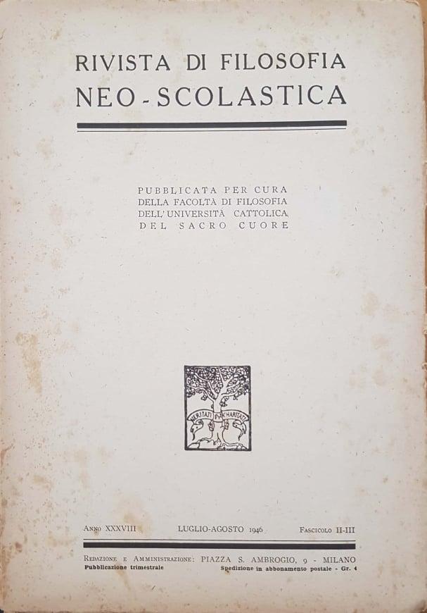 Rivista di filosofia neo-scolastica. Luglio-agosto 1946, Fascicolo II-III - copertina