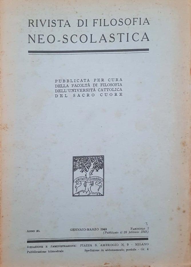 Rivista di filosofia neo-scolastica. Gennaio-marzo 1948, fascicolo I - copertina
