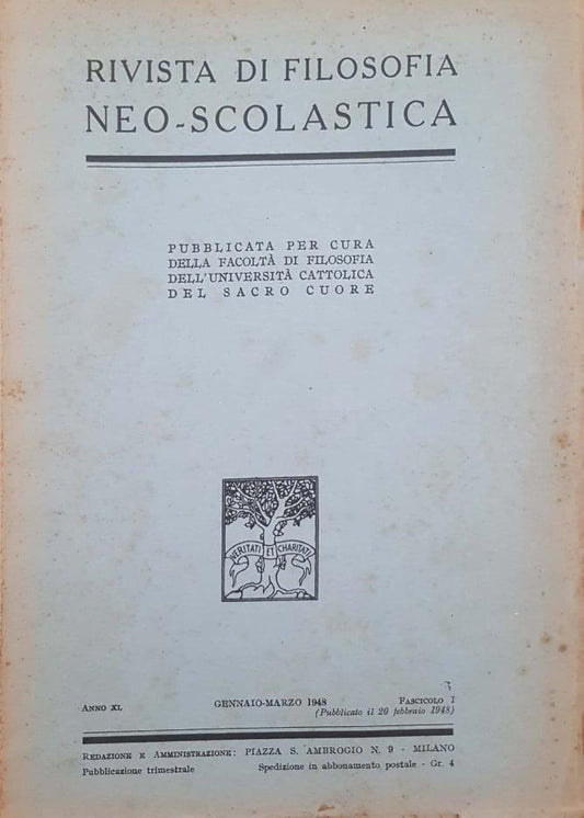 Rivista di filosofia neo-scolastica. Gennaio-marzo 1948, fascicolo I - copertina