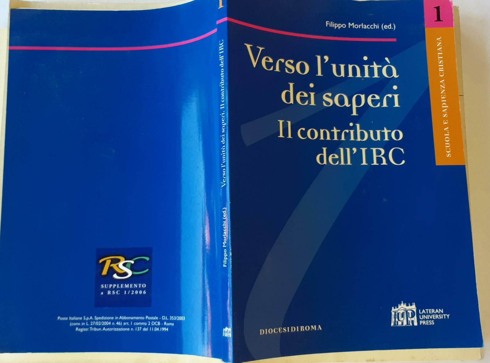 Verso l'unita' dei saperi. Il contributo dell'IRC - copertina