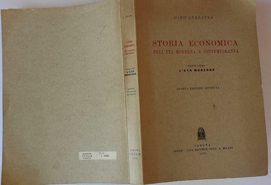 Storia economica dell'eta' moderna e contemporanea Parte prima. - copertina