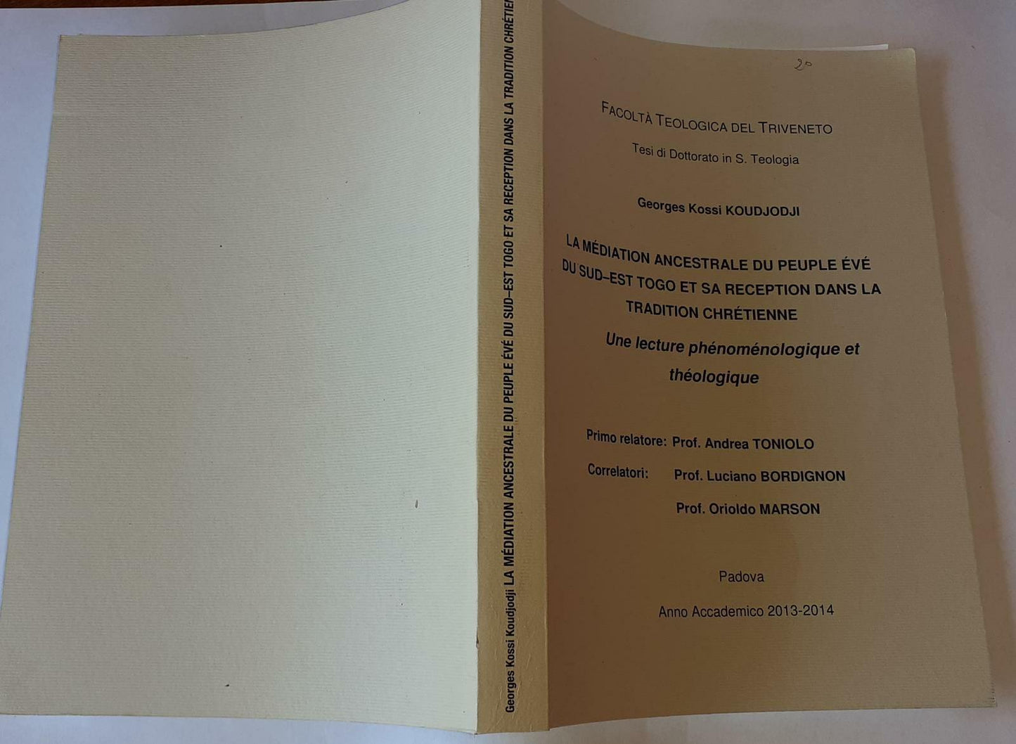 La mediation amcestrale du peuple eve' du sud-est togo et sa reception dans la tradition Chretienne - copertina