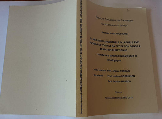 La mediation amcestrale du peuple eve' du sud-est togo et sa reception dans la tradition Chretienne - copertina