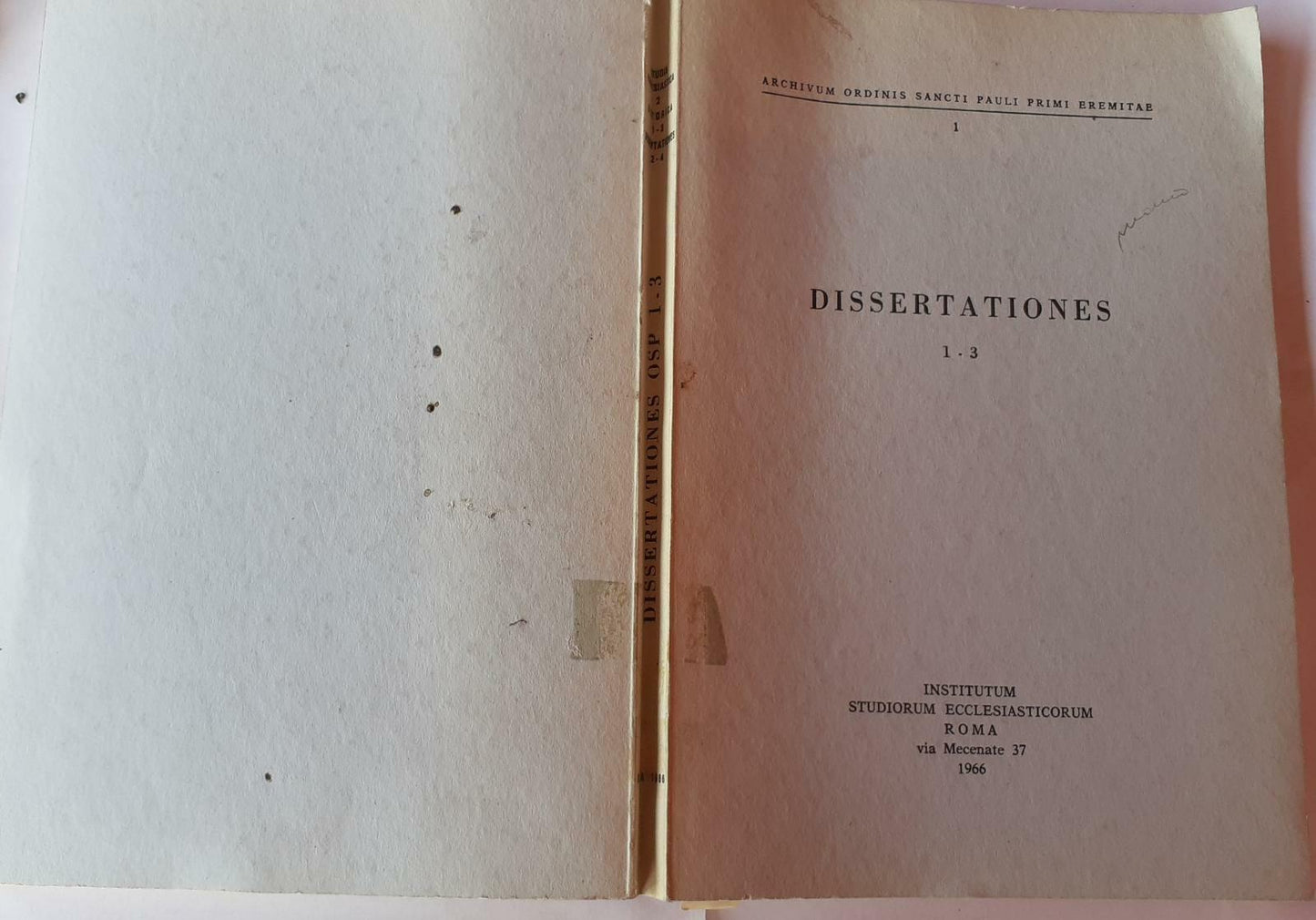 Dissertationes 1-3 - copertina