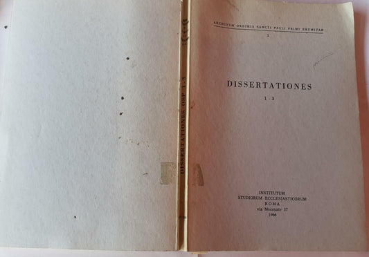 Dissertationes 1-3 - copertina