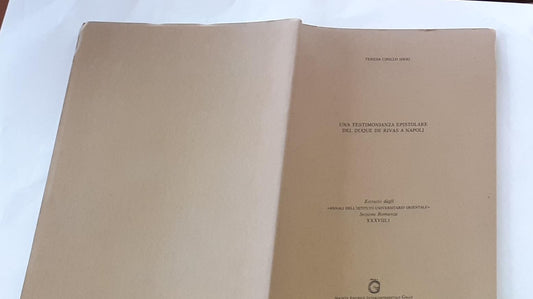 Una testimonianza epistolare del duque de rivas a Napoli - copertina