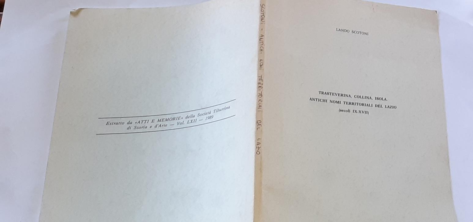Trasteverina, collina, isola. Antichi nomi territoriali del Lazio - copertina