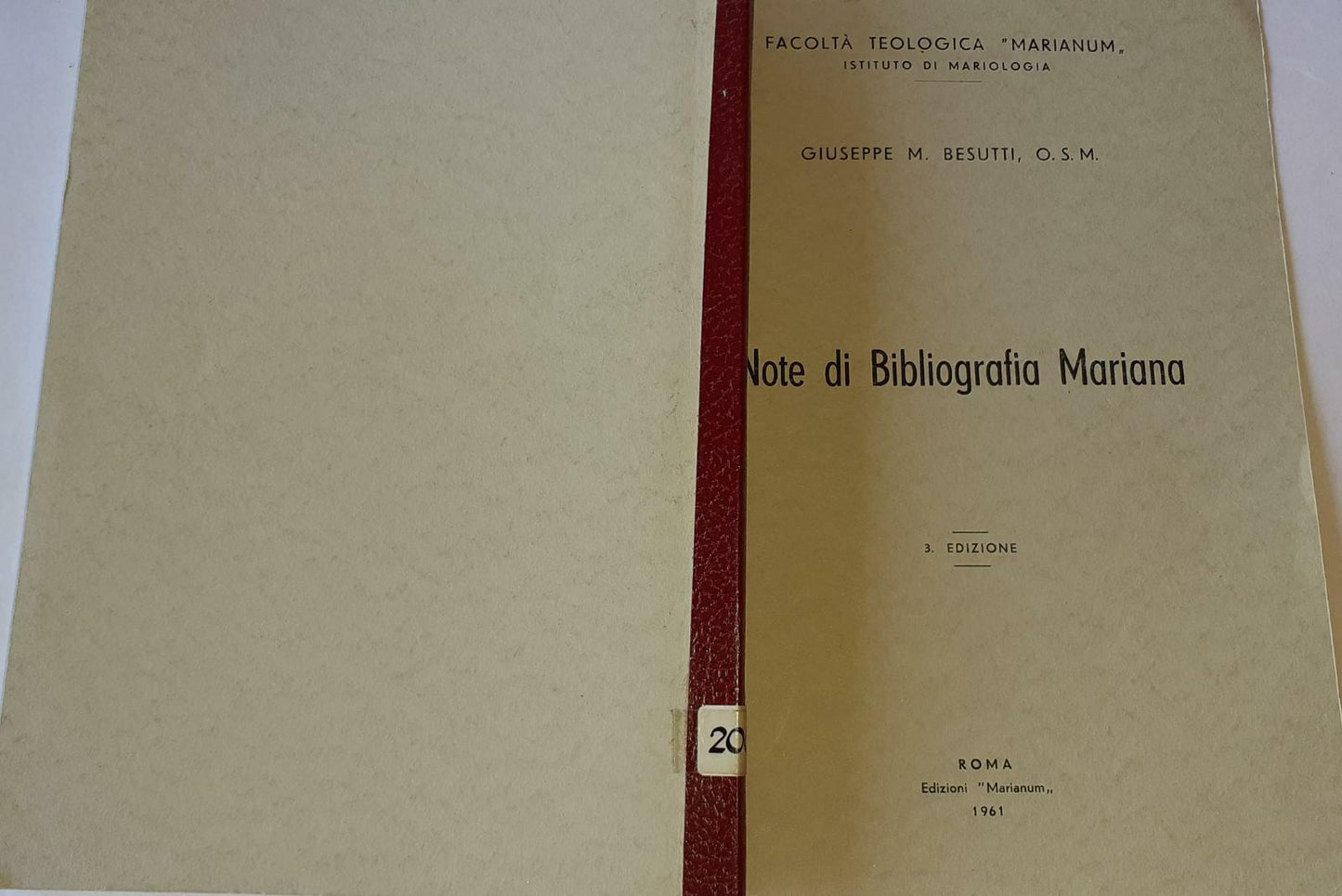 Note di Bibliografia Mariana - copertina