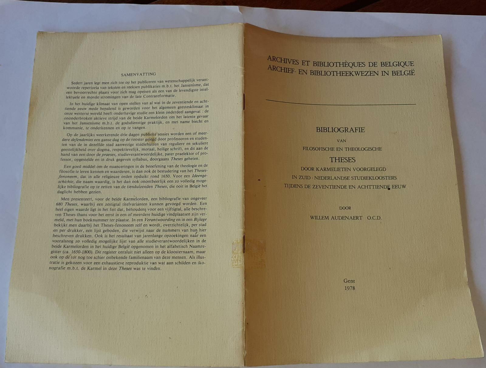 Bibliografie van filosofische en theologische door Karmelieten voorgelegd in Zuid-Nederlandse studiekloosters tijdens de zeventiende en achtiende eeuw - copertina