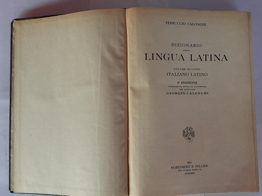 Dizionario della lingua latina. Volume primo. Latino-italiano - copertina