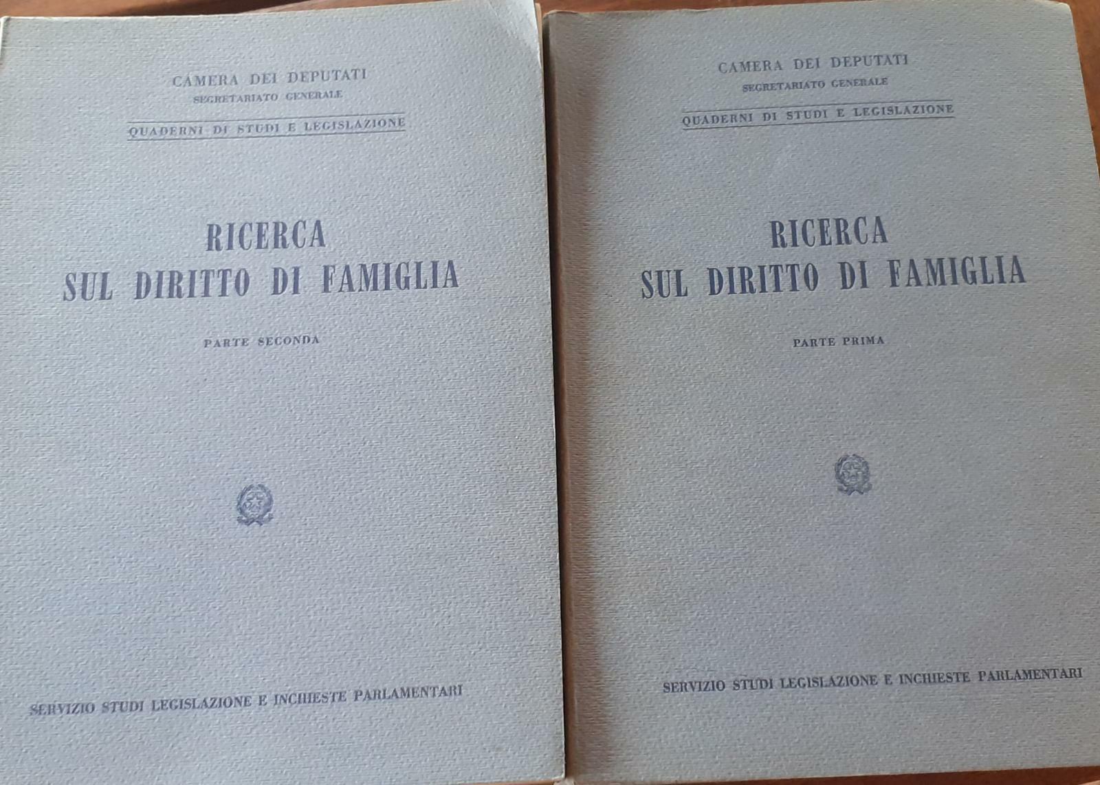 Ricerca sul diritto di famiglia. Parte prima e seconda. - copertina