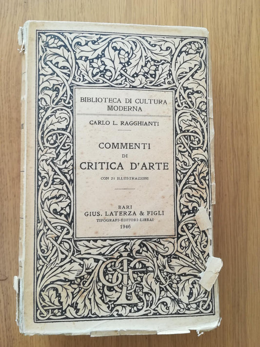 Commenti di critica d'arte - copertina