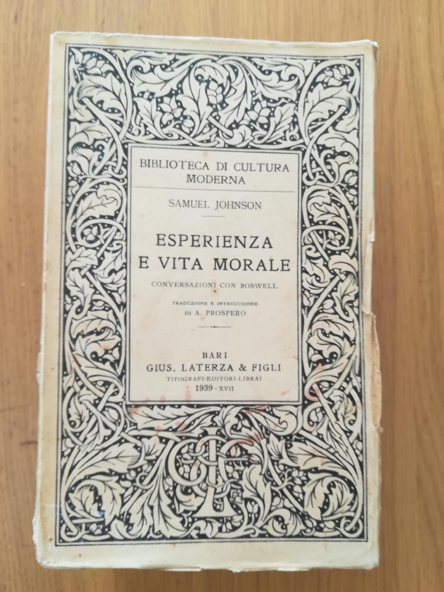 Esperienza e vita morale - copertina