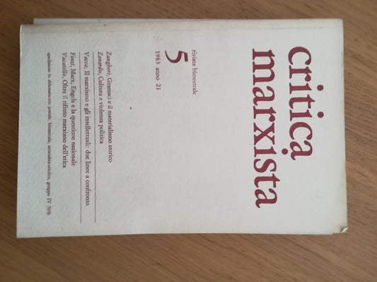 Critica Marxista. Rivista bimestrale. N. 5. 1983 anno 21. - copertina