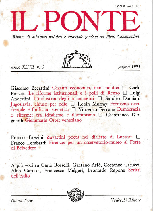 Il Ponte. Anno XLVII n. 6 Giugno 1991 - copertina