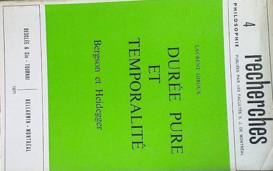 Durée pure et temporalité. Bergson et Heidegger - copertina
