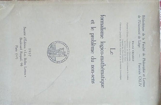 Le formalisme logico-mathématique et le problème du non-sens - copertina