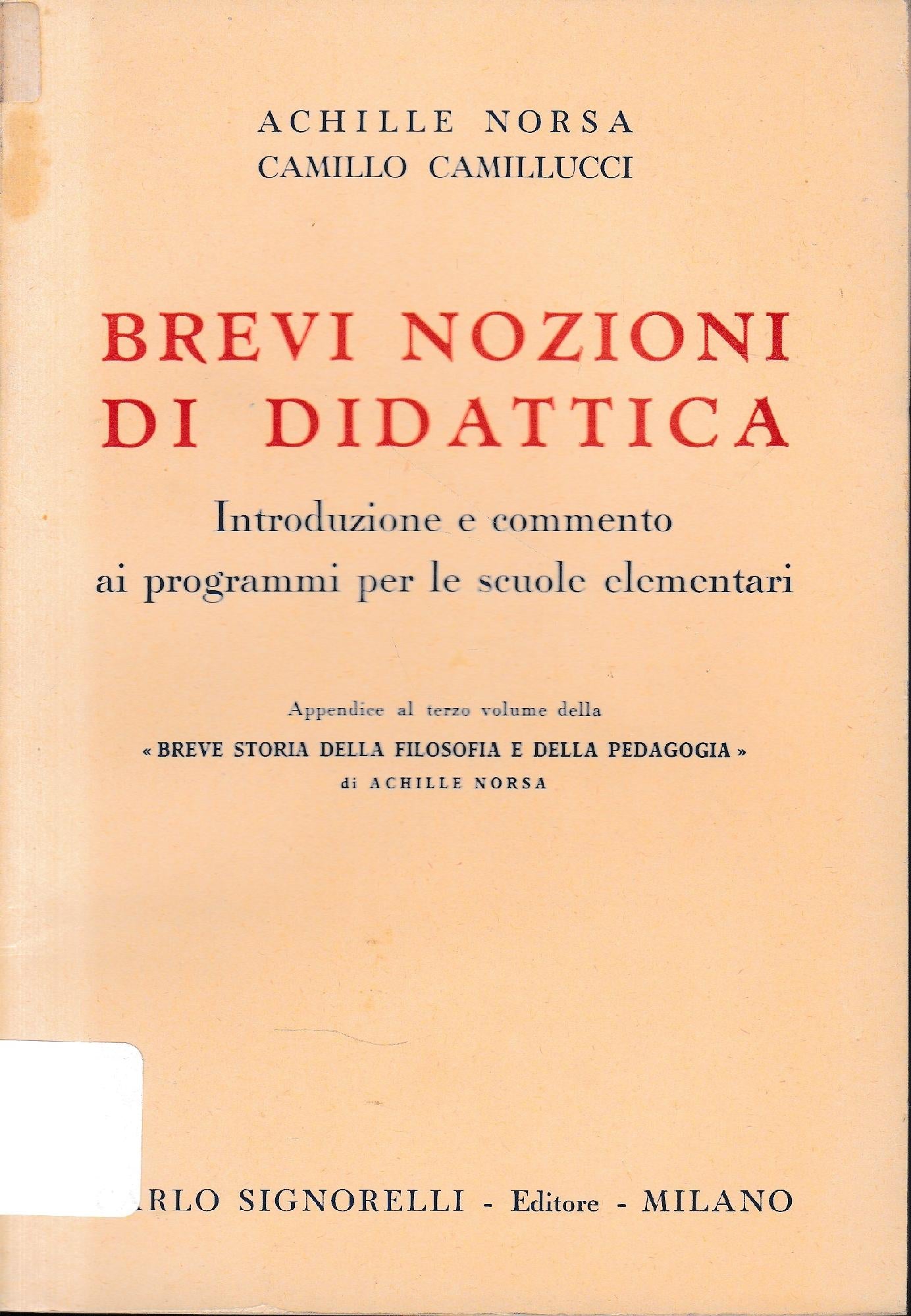 Brevi nozioni di didattica - copertina