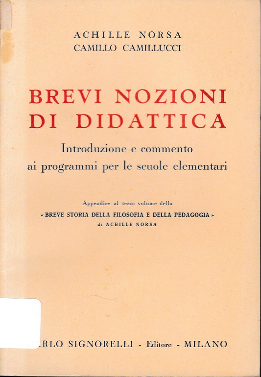 Brevi nozioni di didattica - copertina