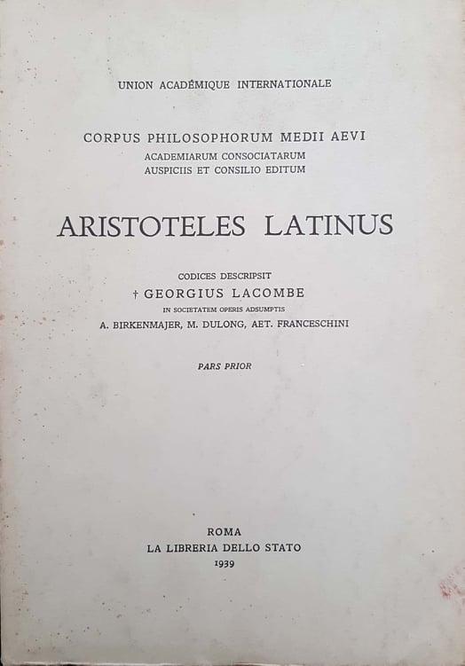 Aristotele latinus.  Codices descripsit - copertina