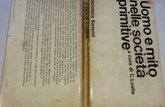 Uomo e mito nelle societa' primitive. Saggi di antropologia religiosa - copertina