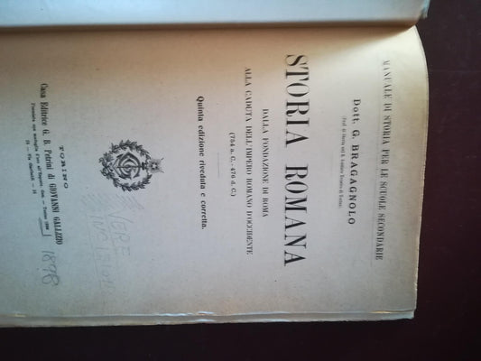 Storia Romana dalla fondazione di Roma alla caduta dell'Impero Romano D'Occidente - copertina