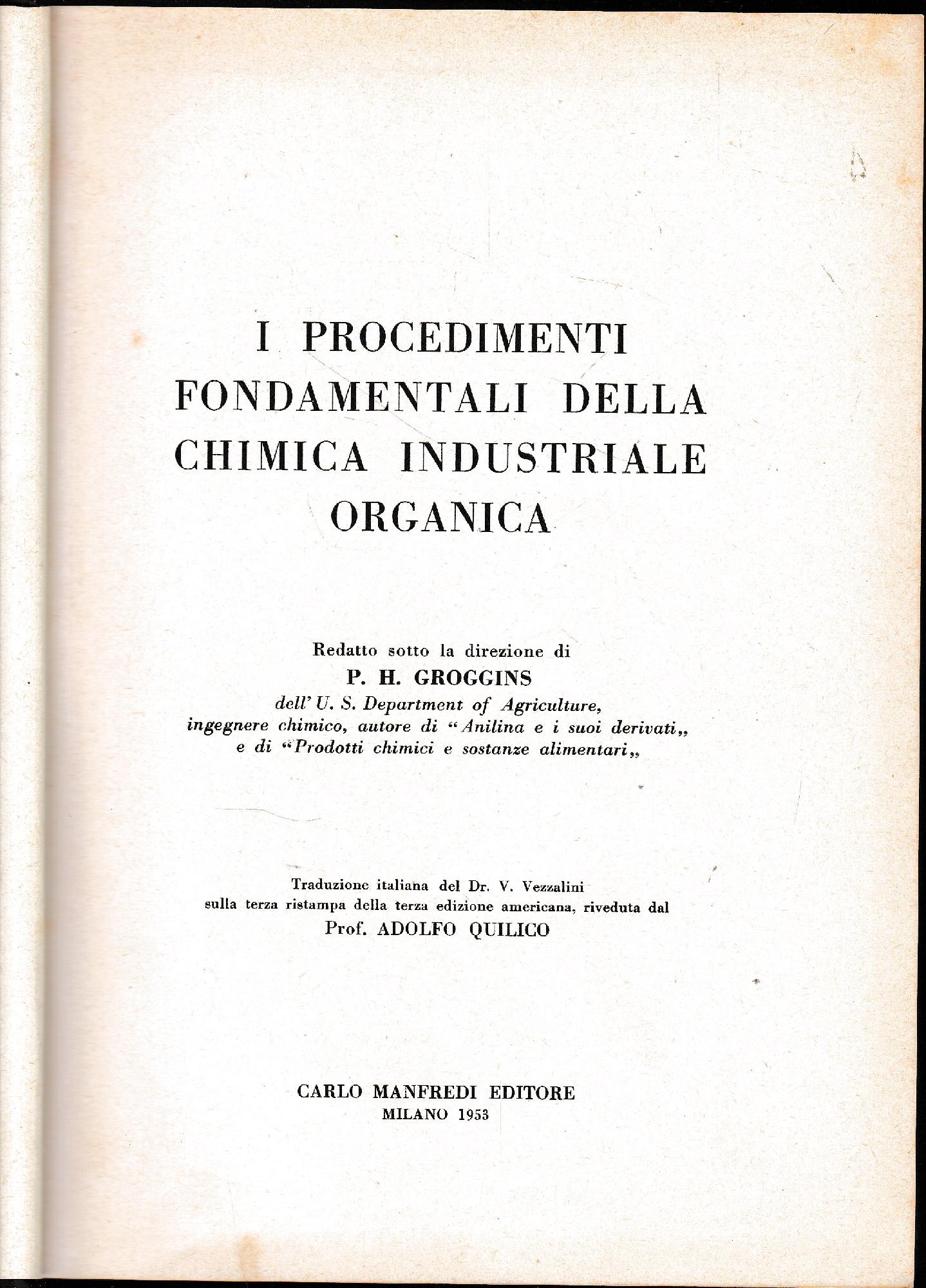 I procedimenti fondamentali della chimica industriale organica - copertina