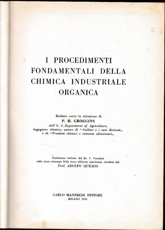 I procedimenti fondamentali della chimica industriale organica - copertina