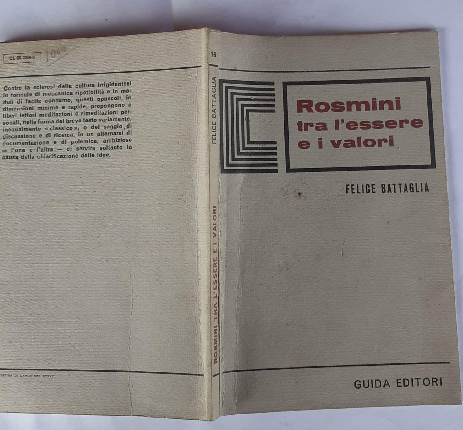 Rosmini tra l'essere e i valori - copertina