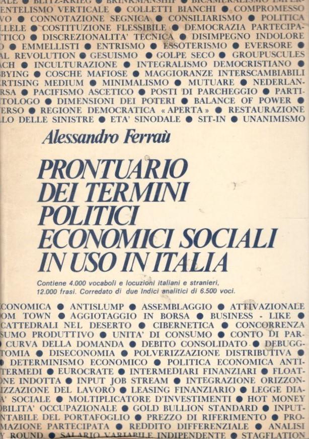 Prontuario dei termini politici economici sociali in uso in Italia - copertina