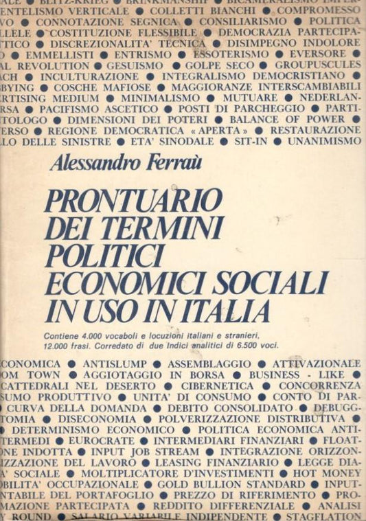Prontuario dei termini politici economici sociali in uso in Italia - copertina