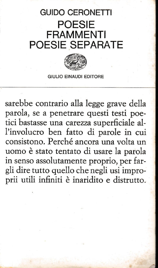 Poesie. Frammenti. Poesie separate - copertina