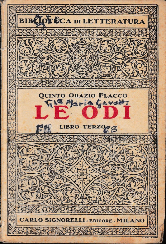 Le odi, libro terzo - copertina