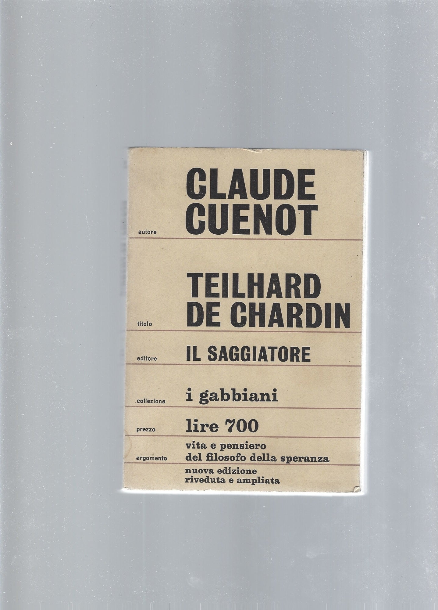 Teilhard de Chardin - copertina