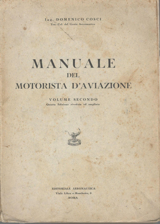Manuale del motorista d'aviazione (volume secondo) - copertina