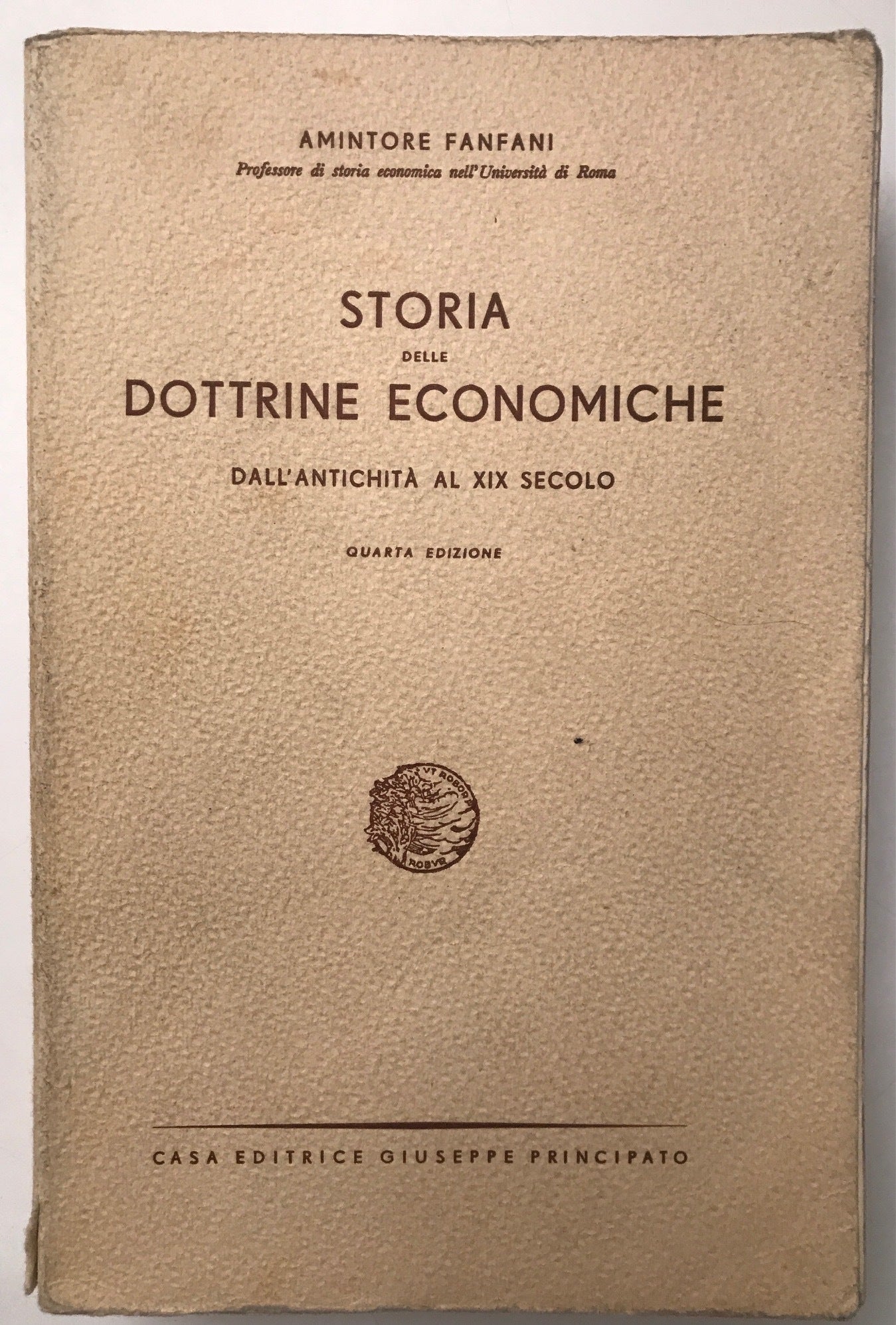 Storia delle dottrine economiche dall'antichità al XIX secolo - copertina