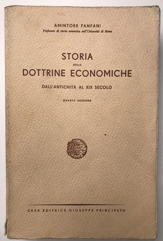 Storia delle dottrine economiche dall'antichità al XIX secolo - copertina