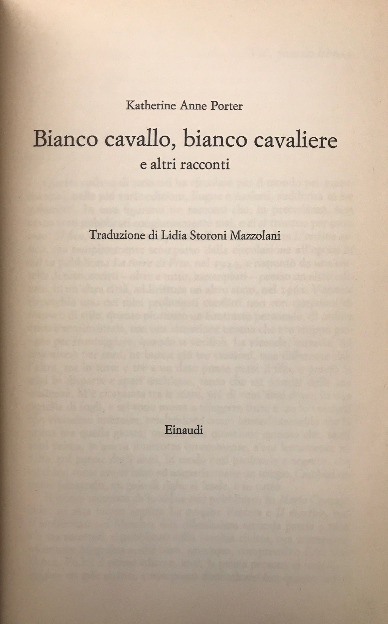 Bianco cavallo, bianco cavaliere e altri racconti - copertina